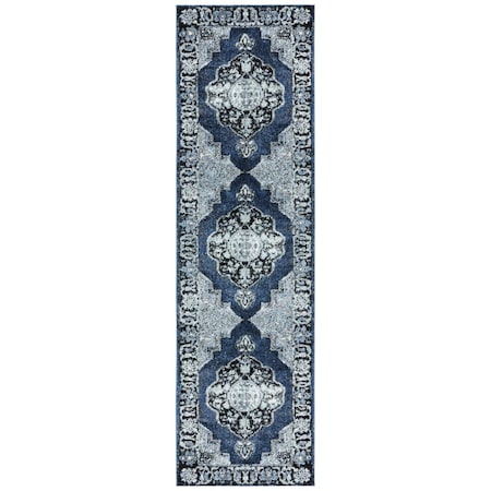 Flowers First 2 ft.-3 in. x 4 ft. Vintage Traditional Runner Rug Blue & Grey FL1909504